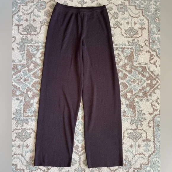 Eileen Fisher Chocolate Brown 100% Wool Lounging Pants Cozy Size M High Waisted - Picture 1 of 3